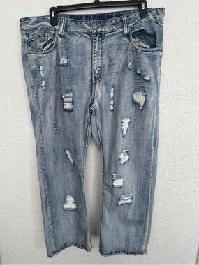 XIOS Premium Denim Mens Medium 40x30 Bootcut Jeans Wash Distressed